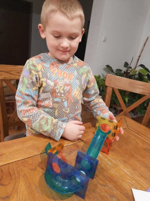 WOOPIE Klocki Magnetyczne Tor Kulkowy Świetlny Kulodrom 49 el.