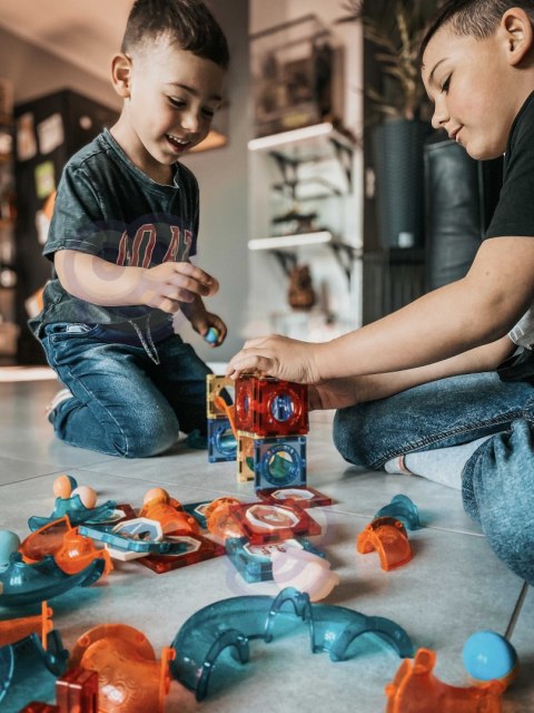 WOOPIE Klocki Magnetyczne Tor Kulkowy Świetlny Kulodrom 75 el.