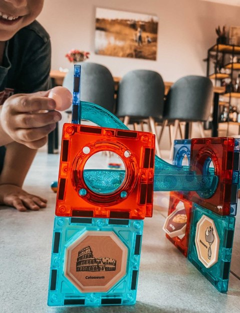 WOOPIE Klocki Magnetyczne Tor Kulkowy Świetlny Kulodrom 75 el.