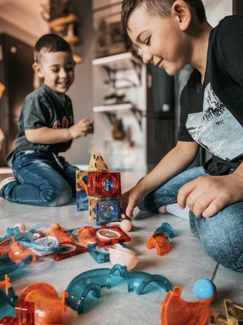 WOOPIE Klocki Magnetyczne Tor Kulkowy Świetlny Kulodrom 75 el.