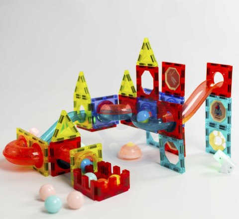 WOOPIE Klocki Magnetyczne Tor Kulkowy Świetlny Kulodrom 75 el.