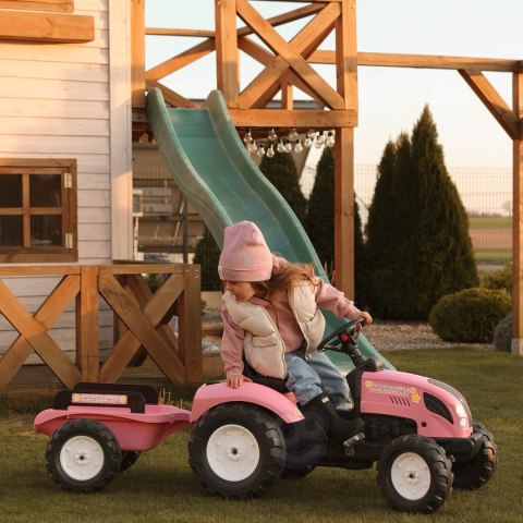 FALK Traktor Country Star Różowy na Pedały + Przyczepka i Klakson od 2 Lat.