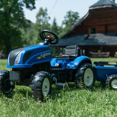 FALK Traktor na Pedały New Holland Duży z Przyczepką + Otwierana Maska od 2 lat