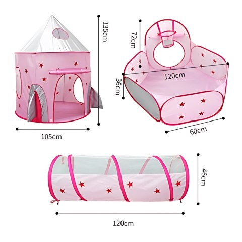 WOOPIE Namiot 3w1 Pałac Księżniczki XXL Domek Tunel Suchy Basen