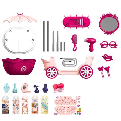 WOOPIE Salon Piękności Urody Toaletka na Kółkach Wózek Wlizka 31 akc. 4w1