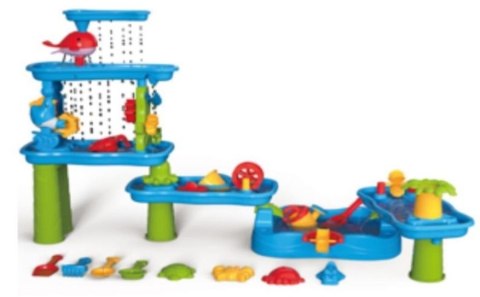 WOOPIE Ogromny Aquapark Stolik Wodny 6w1 Piaskownica Wodospad Tor Wodny 6-poziomowy Modułowy