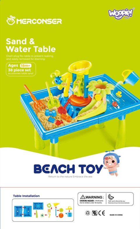 WOOPIE Stolik Wodny 2w1 Piaskownica Palma 18 el.