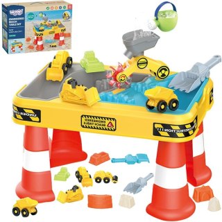 WOOPIE Stolik Wodny 2w1 Piaskownica Plac Budowy + 4 Autka 12el.