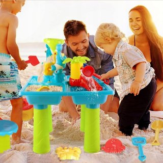 WOOPIE Stolik Wodny 2w1 Piaskownica z Krzesełkiem XL Aquapark 4-Baseny 13 akc.