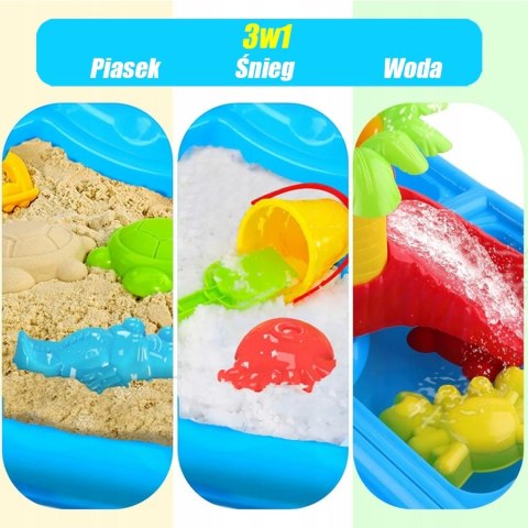 WOOPIE Stolik Wodny 2w1 Piaskownica z Krzesełkiem XL Aquapark 4-Baseny 13 akc.