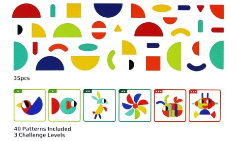 Drewniana Układanka Montessori 40 Wzorów do Odtworzenia 55 el. Certyfikat FSC