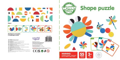 Drewniana Układanka Montessori 40 Wzorów do Odtworzenia 55 el. Certyfikat FSC