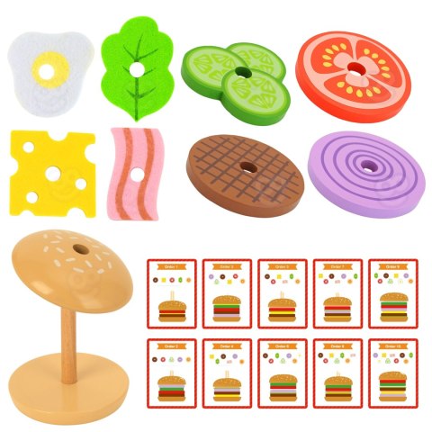 Drewniany Burger Restauracja Układanka dla Dzieci 15 el. Certyfikat FSC