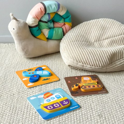 WOOPIE GREEN Układanka Drewniana Klocki Pojazdy Montessori