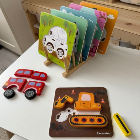 WOOPIE GREEN Układanka Drewniana Klocki Pojazdy Montessori