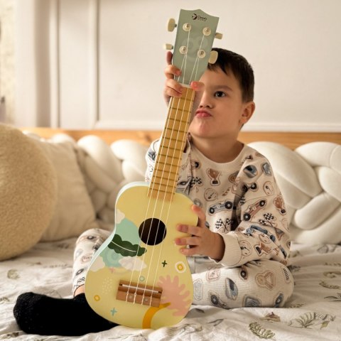 CLASSIC WORLD Drewniane Ukulele Gitara dla Dzieci Różowa