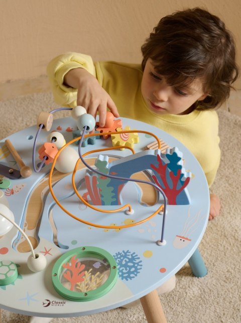 CLASSIC WORLD Drewniany Stolik Aktywności "Morskie Życie" Muzyczno Edukacyjny