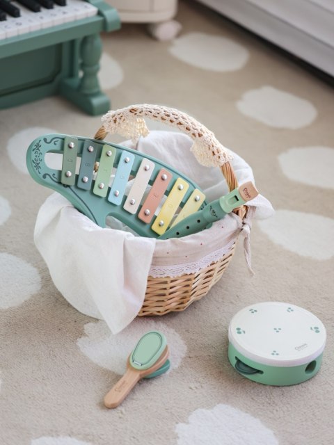 CLASSIC WORLD Drewniany Zestaw Instrumentów Muzycznych Flet Tamburyn Kastaniet Cymbałki