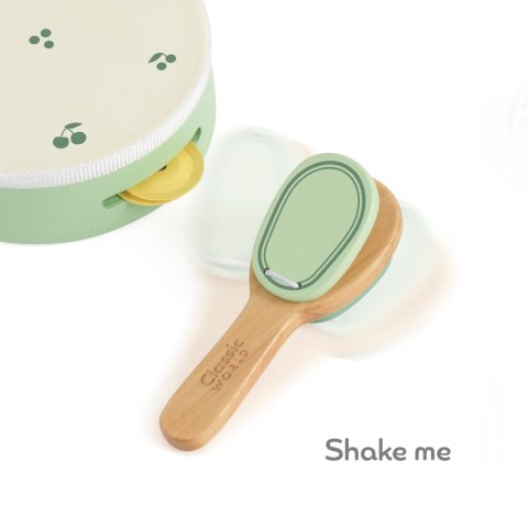 CLASSIC WORLD Drewniany Zestaw Instrumentów Muzycznych Flet Tamburyn Kastaniet Cymbałki