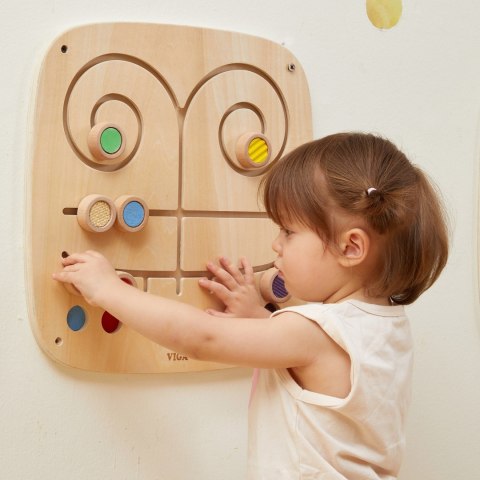 VIGA Drewniana Tablica Manipulacyjna Sensoryczna Labirynt Dotknij i Dopasuj