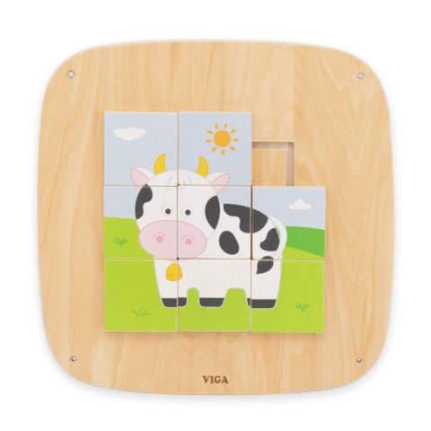 VIGA Drewniana Tablica Manipulacyjna Sensoryczna Układanka Obrazkowa