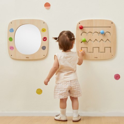 VIGA Drewniana Tablica z Lustrem i Emotkami