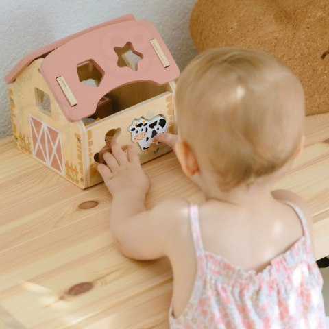 WOOPIE GREEN Drewniana Farma Sorter Kształtów i Kolorów 13 el.