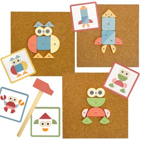 Drewniana Przybijanka z Młotkiem Układanka 20 wzorów 82 el.