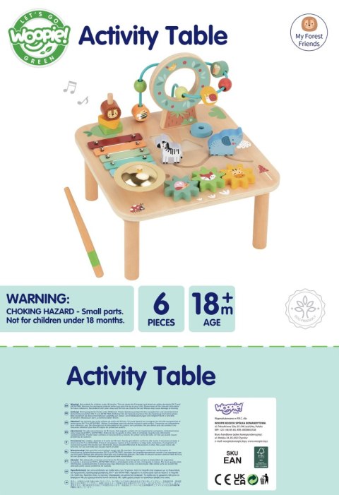 WOOPIE GREEN Drewniany Stolik Edukacyjny Muzyczny Labirynt Sensoryczny 5W1