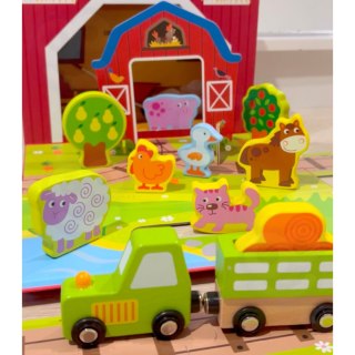 TOOKY TOY Drewniana Farma w Walizce Figurki Pojazdy