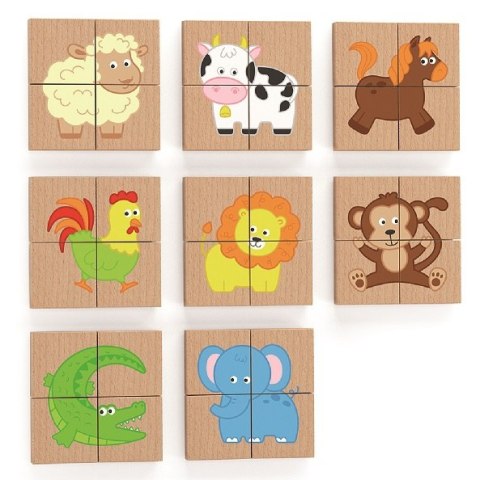 VIGA Drewniane Puzzle Magnetyczne Zwierzęta Układanka Certyfikat FSC