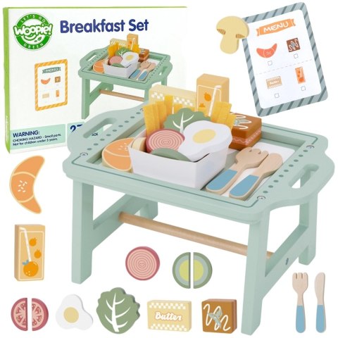 WOOPIE GREEN Zestaw Śniadaniowy i Restauracja - Zabawa w Zamawianie z Tacą i Akcesoriami