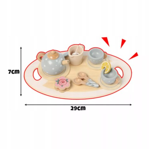 Drewniany zestaw do herbatki dla dzieci serwis do zabawy filiżanki szary