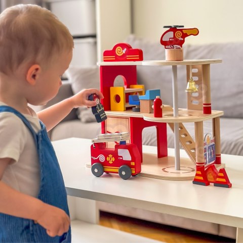 VIGA Drewniany Garaż Remiza Straży Pożarnej Zestaw 14 el