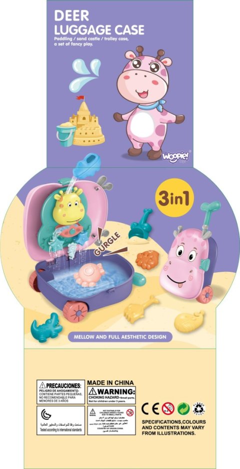 WOOPIE Zestaw do Piasku 3w1 Walizka Jelonek + Zabawka Wodna