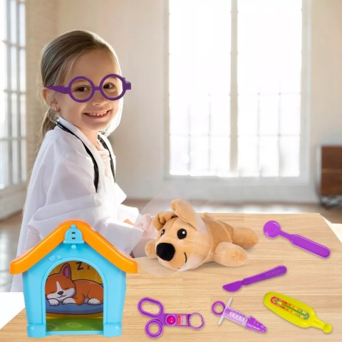 Zestaw Mały Weterynarz - Pluszowy Piesek z Budą i Akcesoriami Lekarskimi