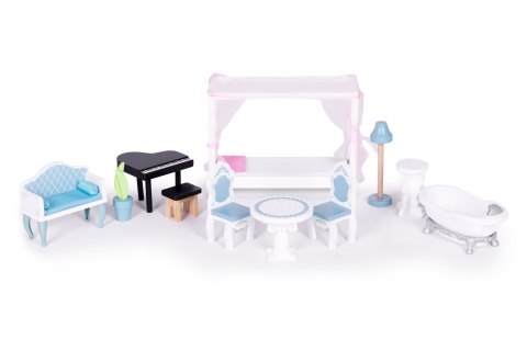 DOMEK DLA LALEK DUŻY DREWNIANY 3 PIĘTRA 11 MEBELKÓW ECOTOYS