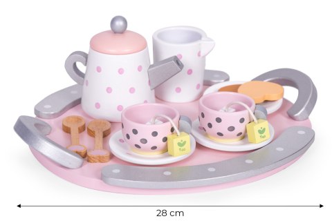 DREWNIANY ZESTAW DO HERBATY FILIŻANKI CZAJNIK 15 ELEMENTÓW ECOTOYS