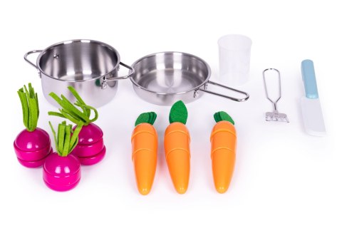 DUŻA DREWNIANA KUCHNIA DLA DZIECI Z WARZYWNIAKIEM I AKCESORIAMI ECOTOYS