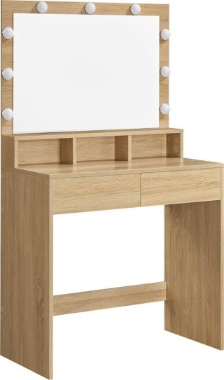 DUŻA TOALETKA KOSMETYCZNA LUSTRO OŚWIETLENIE LED SZUFLADY DĄB SONOMA