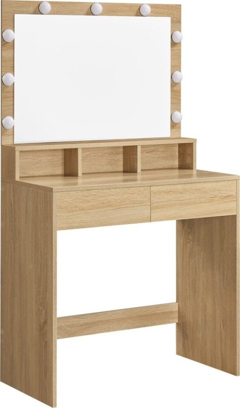 DUŻA TOALETKA KOSMETYCZNA LUSTRO OŚWIETLENIE LED SZUFLADY DĄB SONOMA