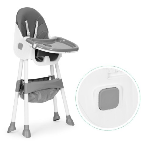 FOTELIK KRZESEŁKO DO KARMIENIA DZIECI TACKA KOSZ 5-PUNKTOWE PASY SZARY ECOTOYS