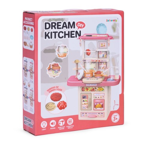 KUCHNIA DLA DZIECI DŹWIĘKI LED ZLEW 10 AKCESORIÓW RÓŻOWA