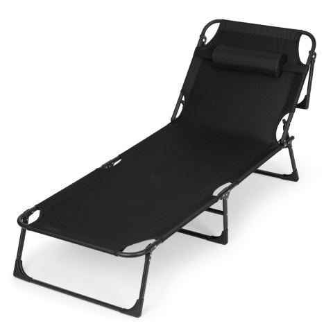 LEŻAK OGRODOWY WĘDKARSKI LEŻANKA SKŁADANA Z PODUSZKĄ CZARNY MULTIGARDEN