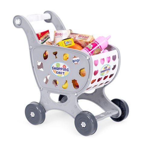 WÓZEK NA ZAKUPY SKLEPOWY DO SUPERMARKETU KUCHNI 18 AKCESORIÓW SZARY