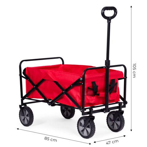 WÓZEK TRANSPORTOWY SKŁADANY DUŻY WÓZEK OGRODOWY PLAŻOWY CZERWONY 47X105 CM MULTIGARDEN