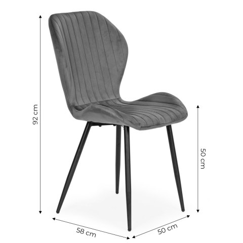 ZESTAW 4 KRZESEŁ DO SALONU JADALNI NOWOCZESNE KRZESŁO SZARY WELUR MODERNHOME