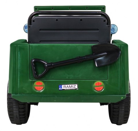 Autko Wojskowe Retro dla dzieci Zielony + Napęd 4x4 + Pilot + 2 Bagażniki