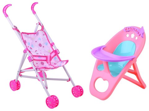Duży zestaw lalka interaktywna wózek krzesełko łóżeczko akcesoria ZA4286