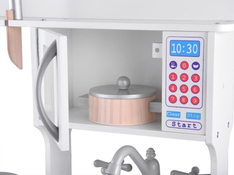 Interaktywna BIAŁA kuchnia drewniana dla dzieci Indukcja + akcesoria ZA4127